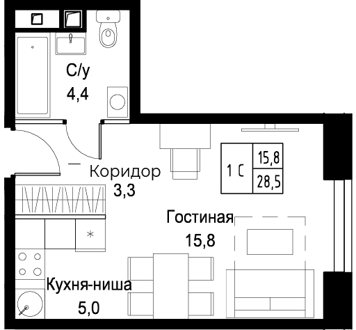 Планировка с мебелью