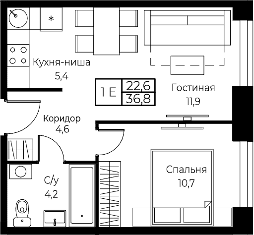 Планировка с мебелью