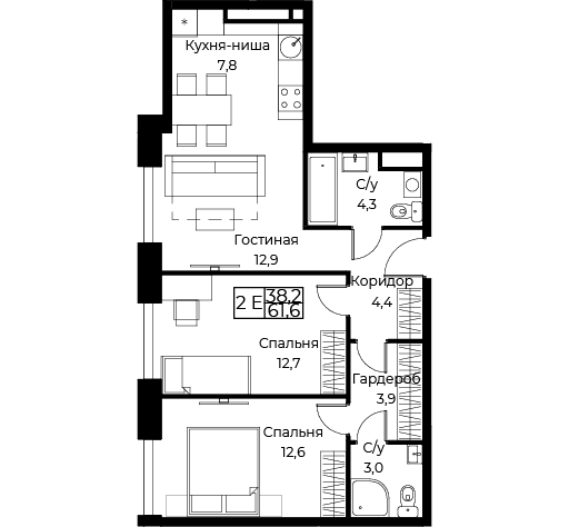 Планировка с мебелью