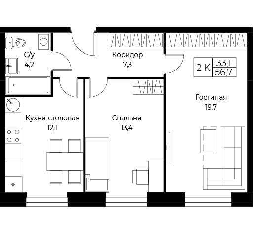 Планировка с мебелью